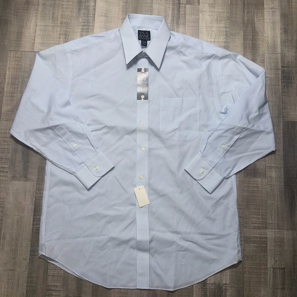 Jos. A. Bank Button Down Shirt Mens 15.5 33 Blue Gingham Traveler Cotton